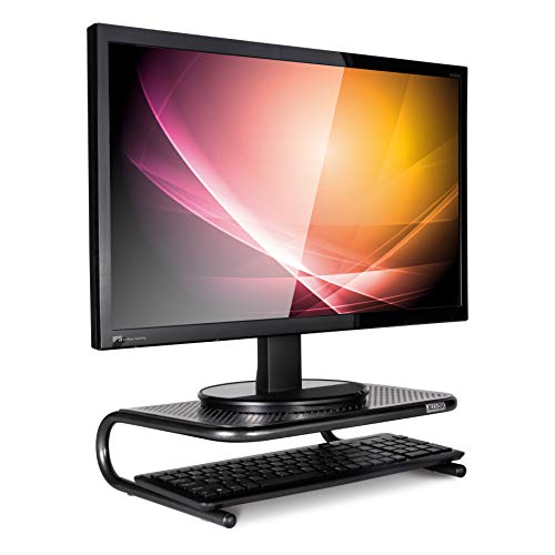 Allsop Metal Art Jr. Monitor Stand, 14-Inch Wide Platform Holds 40 Lbs With Keyboard Storage Space - Pearl Black (30165) #TOP2