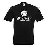 Stoffgewicht: 185 g/m² T-Shirt Österreich Austria Harder Than The Rest, schwarzes Baumwoll Ländershirt mit Totenkopf & Schriftzug, große Größen (WMS05-45a) XXL