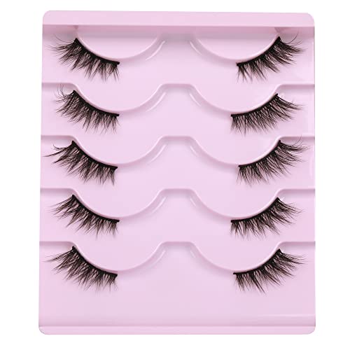 Ruairie False Eyelashes Natural Wispy Half Lashes 5 Pairs Fluffy False Lashes Pack