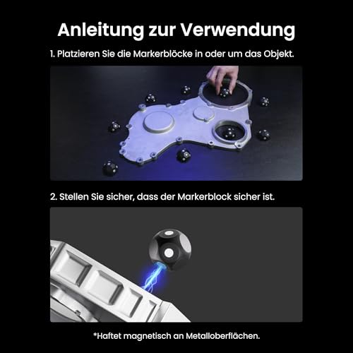 Revopoint 6 Stück 3D Magnetic Dome Marker Kit für 3D Scanning, 3D Scanning Marker für 3D Scanner, 3D Tracking Dots zur Vermeidung von Tracking Verlusten und Verbesserung der Genauigkeit