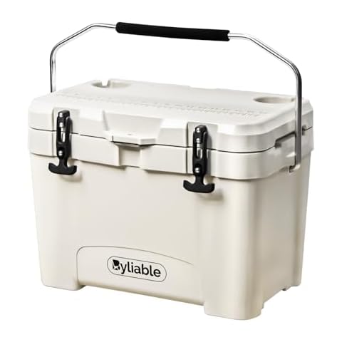 Byliable 27 Quart Hard Insulated Cooler, Portable Ice Chest Box with Heavy Duty Handle for Drink, Beverage, Fishing, Camping, Boating (White) Cover