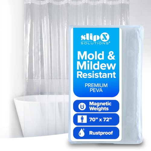 SlipX Solutions Clear Mold & Mildew Resistant Shower Curtain Liner,