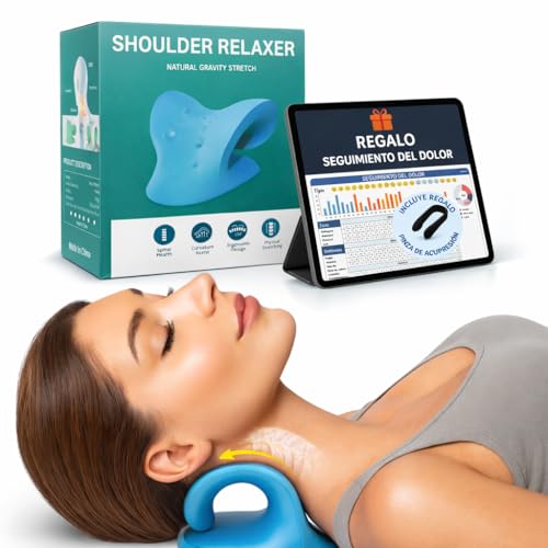 ComfortCalm Alineador Almohada Quiropráctica Cervical para Dolor de Cuello y Hombros, Neck Relajador y Corrector de Postura, Alivio del Dolor, Azul, Dispositivo de Tracción Cervical para Fisioterapia