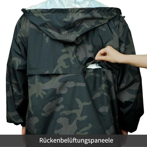 LOOGU Camo Regenanzug – Regenausrüstung für Herren, wasserdicht, leichter Regenmantel, atmungsaktive Herren-Regenjacken, Kapuze