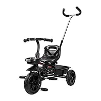 HyperMotion Toddler Trike with Parent Handle, Baby Trike Balance Bike, Kids' Trikes, Toddler Bike for Children 1-3 Years, Black