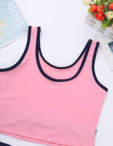 YiZYiF Girls Kids Summer Two Pieces Tankini Racer-Back Tank Tops and Boyshort Swimsuit Swimwear Set4