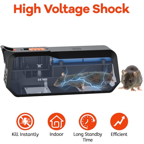 Image of Electric Mouse Trap Electronic Mice Zapper with High Voltage Mouse Traps Indoor for Home Portable Mouse Catcher for Living Room Bedroom Closet Pantry Battery or Plug in Reusable