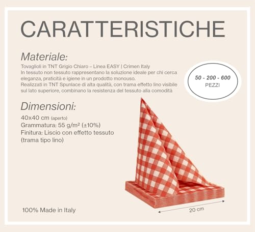 Serviette TNT jetable rouge pour buffet champêtre et table de restaurant 40x40cm