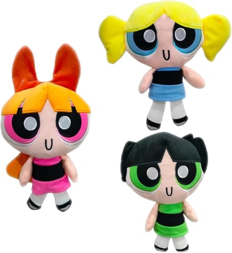 Ykecfpry Plush 3 Pcs 22 cm/8inch Plush Doll Bubbles Flower Stuffed Toys Figure Toys Xmas Kids Birthday Gifts,Multi Colored