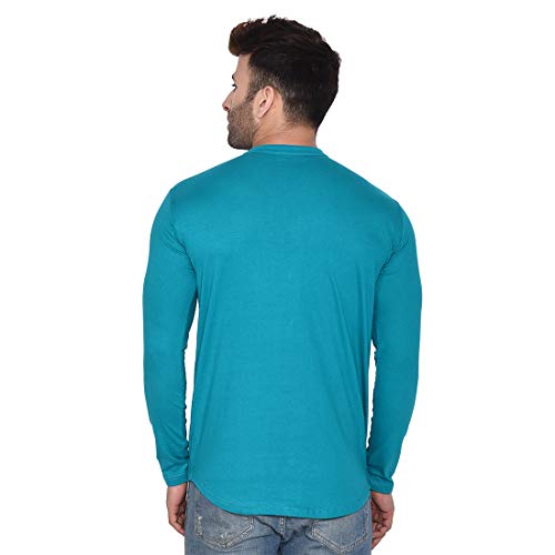 Image of Geum Men's Mandarin Collar Shirt | Slim Fit Full Sleeve Casual Shirt with Printed Chest Logo | Soft Cotton Blend Stylish Button Down for Party, Office