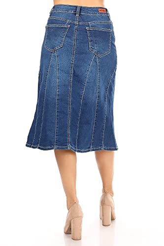 Womens Plus/Juniors Mid Waist Below Knee Length Denim Skirt in Pencil Silhouette3