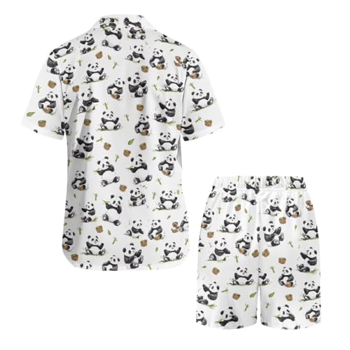 Men's Short Sleeve Pajama Sets Button Down Sleepwear Soft Lounge Pjs with Pockets2