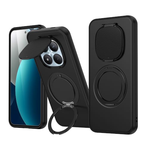 Image of SPAZY CASE Redmi Note 15 Pro Plus Back Cover|Premium Magnetic Ring Stand Case with Camera Protection Slider|360 Rotating Kickstand|Slim & Strong Grip Phone Case for Redmi Note 15 Pro Plus-Black