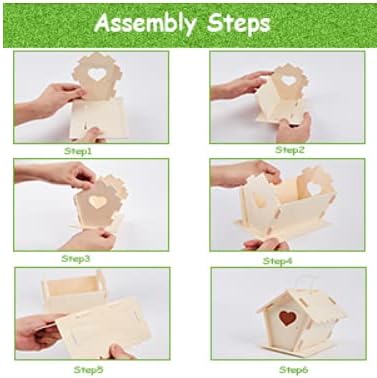VergilSon Kids Crafts DIY Bird House Kit,4 Packs of Paint Build Birdhouses for Girls Boys Wooden Nest with Paintbrush and Pigment Birdhouse Craft with Paints and Brushes Creative(Style B)