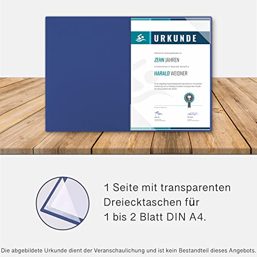 Urkundenmappe A4 Karton - Premium-Qualität mit edler Prägung 'URKUNDE' - BL-exclusivdruck® BASIC - hochwertige Übergabemappen aus 320g/m² Pappe - Urkundenhülle für DIN A4 Papier (Königsblau, 8 Stück)