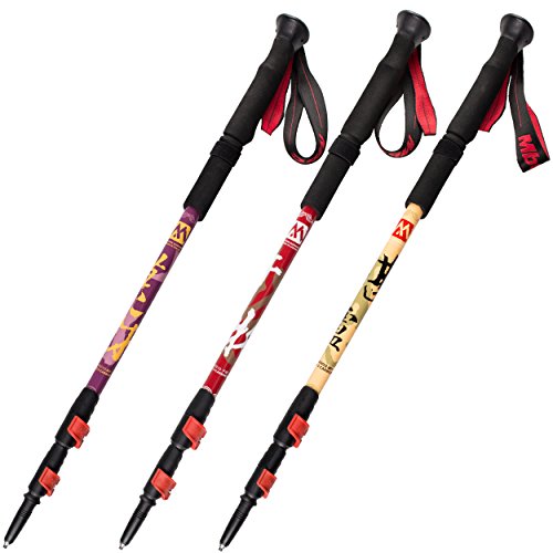MBC CollapsibleTrekking Pole, Carbon Fiber&Aluminum Ultralight Hiking Walking Stick, (purple)
