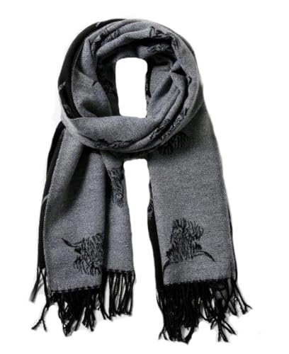 LilyRosa Women's Highland Cow Scarf Pink Black Cattle Coo Cashmere Blend Wrap… (Black & Grey) LilyRosa Women's Highland Cow Scarf Pink Black Cattle Coo Cashmere Blend Wrap… (Black & Grey)
