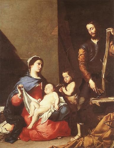 Imagen en lienzo de la Sacra Famiglia de Jusepe De Ribera, arte que inspira su hogar, 60x90cm