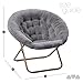 Milliard Saucer Chair For Adults, Teens & Kids, Grey, Faux Fur XL Circle Chair for Bedroom, Dorm & Gaming, Foldable Comfy Accent Seat for Small Spaces, Folding Moon / Mushroom / Round Oversized Style