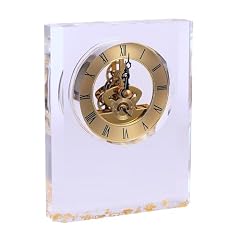 Modern 6 " High Rectangular Crystal Table Clock, Clear Acrylic Gold Face Table Top Clock, Acrylic