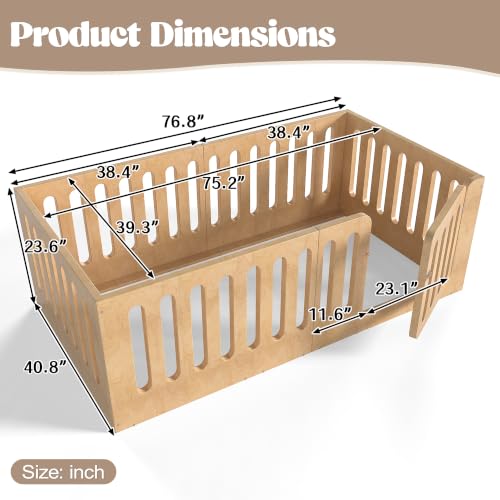 Image of Bellemave Twin Montessori Floor Bed Frame,Natural