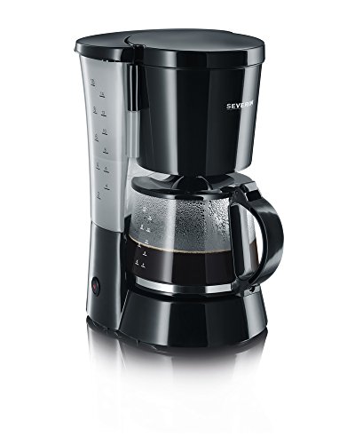 SEVERIN - Cafetera de goteo para 10 tazas, Cafetera de filtro / Cafetera americana con jarra de cristal, Con placa calefactora y desconexión automática, Negro, KA 4479