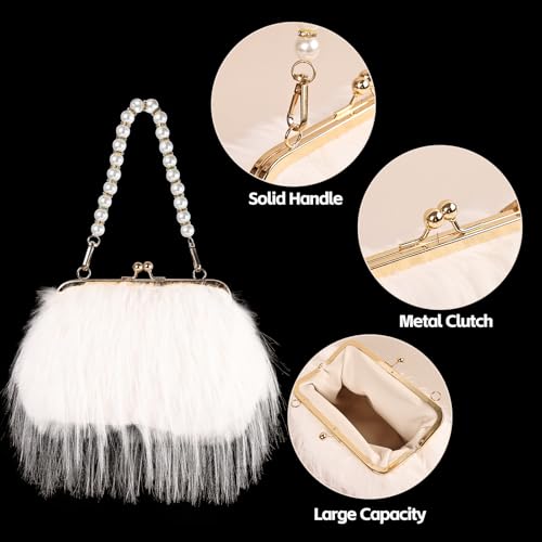 Image of Women Clutch Purses,Fluffy Feather Evening Handbags for Wedding Party Banquet Prom Crossbody Bag