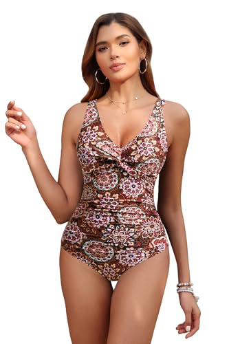 Image of Holipick Women Tummy Control One Piece Swimsuit - Push Up Bathing Suit Full Coverage Slimming Swimwear