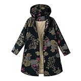 Clásica y elegante:Parka de manga larga con capucha,estampado floral vintage,tapeta delantera,botones de una fila,estilo largo,más favorecedor en invierno La confección sofisticada le permite vestirse delgado y casual,pero cálido y cómodo y bloquear el viento frío cuando sea necesario.