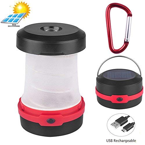 YOUYOUTE Solar Camping Lantern,Flashlights USB PowerBank Rechargeable Battery(Solar Powered/USB Charged) Portable 3 Modes Collapsible Emergency LED Lights for Camping Hiking Fishing Tent