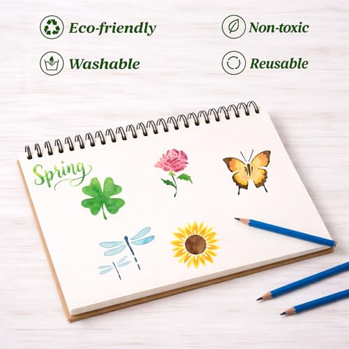 50 PCS Small Flower Stencils for Painting, Reusable Spring Stencils for Wood, Wall, Canvas & Cards, Holiday Crafts(3×3 Inch) — view 4