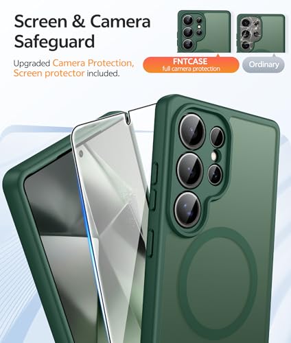 Image of FNTCASE for Samsung Galaxy S24 Ultra Case: [Fit for Magsafe] [Full Camera Protection] Translucent Matte Cases with [Screen Protector] Military Grade Shockproof Protective Phone Cover