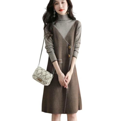 Robe pull mi-longue tricot femme hiver couche de base intérieure