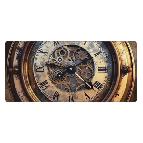 Sous-main étendu motif horloge steampunk pour décorer votre bureau