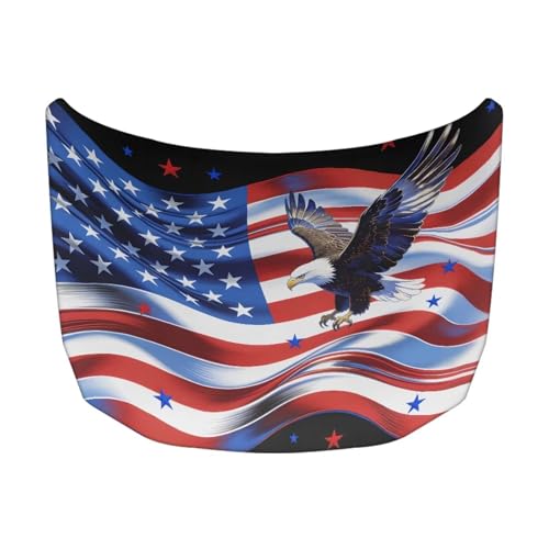 Image of Car Hood Cover Car Hood Wraps American Flag Bald Eagle Auto Banner Stretchable Auto Decorative Accessories for Compact Sedans SUV Trucks (59x39 Inch)