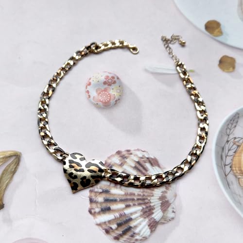 Dishowme Leopard Print Herz Choke Halskette Vintage Punk Liebe Herz Kragen Halskette für Frauen (Leopard A)