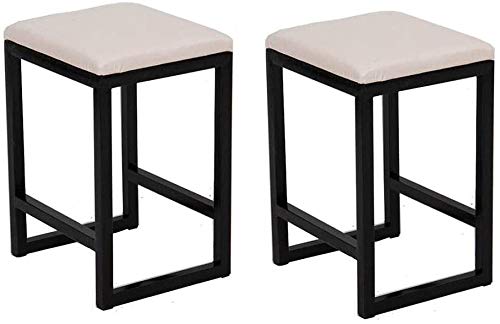 INDIAN DECOR. 45214 Nordic Dressing Table Stool Faux Leather Upholstered Heavy Duty Metal Frame Home Bar Stool Dining Room Stool，Pack-2 (Color : Creamy-White)-image-25