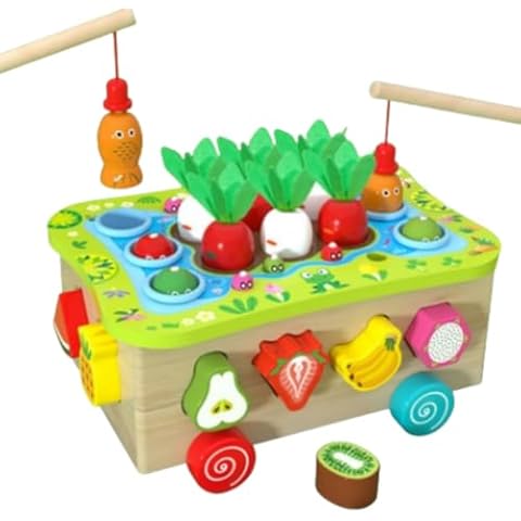 Fruit Cognition Shape Matching, Creative Kids Toys, Fish Pond Fruit & Vegetable Car, Multi-Functional Learning Games for 3 4 5 6 7 8 Year Olds,Magnetic Fishing Game for Toddlers 3-8 Cover