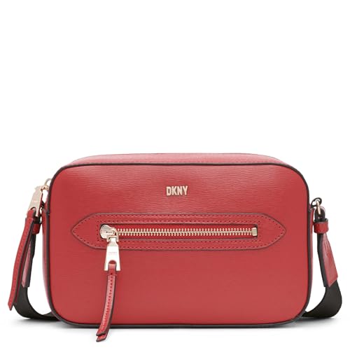 Sac appareil photo DKNY Chelsea rouge vif bandoulière cuir femme compact