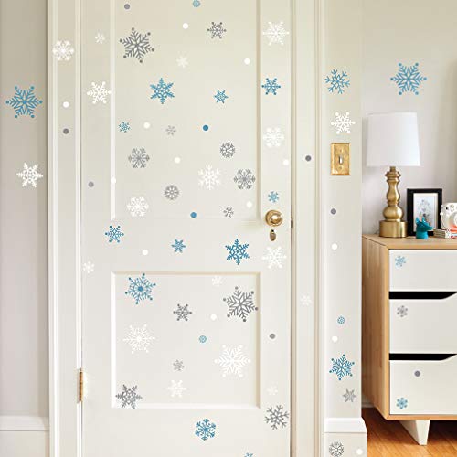 Paper Riot Co. Peel-And-Stick Assorted Snowflake Frozen Theme Holiday Vinyl Wall Decal Set, 186 Count #TOP1