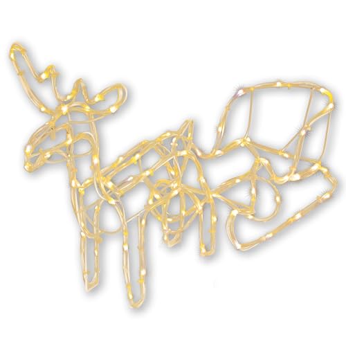 Rentier + Schlitten aus 6 m Lichterschlauch 83 LED warm weiß Trafo...