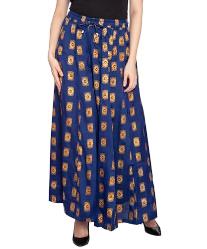 Image of TNQ Full Flared Cotton Palazzo Pants || Gold Print Printed Sharara Garara || Ethnic Or Casual Wear