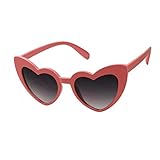 ShadyVEU - Trendy Kids Heart Shaped Love Colorful Girls Toddlers Ages 2-6 Yrs. Oversize Sunglasses (Coral, Black Lens)