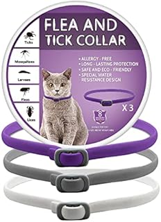 Pets4Luv Flea and tick Collar for Cats, Cat flea Collar, Antiparasitic Collar for Cats, Protection for 8 Months, one Size fits All Cats, Adjustable and Waterproof, 3PCS