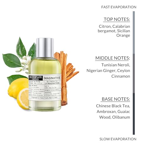 Image of Alternate Scents IMAGINATIVE 100ml Long Lasting Perfume For Men |Strong& long Lasting with 30% Oil Concentration|Fresh Citrus Tea-Based| Fragrance From France | Made In India|