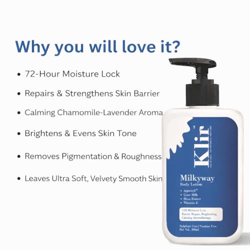 Image of Klir Milkyway Body Lotion with Aquaxyl, Goat Milk & Shea Butter for 72H Moisture Lock | 200ml