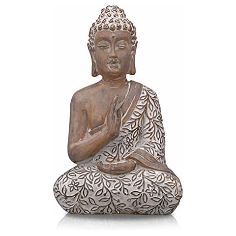 TERESA'S COLLECTIONS Buddha Figur, 36.5cm Harz sitzende Budda Dekofigur für Haus, Büro, Garten, Wetterfest Frostsich Feng Shui Skulptur Deko Statue für Balkon Terrasse Wohnzimmer oder als Geschenk Cover
