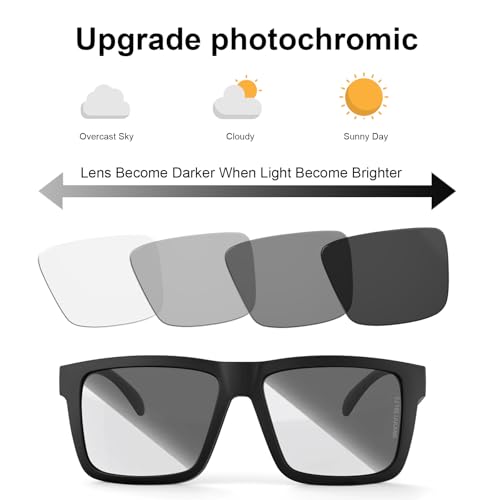MAXJULI XXL Size Double Extra Large Z87 Sunglasses for Big Wide Heads Men TR90 Ultralight UV400 Protection Glasses (Black/Photochromic)2