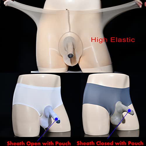 LESOYA Men's 8D Oil Shiny Glossy Boxer Briefs Panties See Through Sheer Boyshort Underwear with Sheath Pouch2