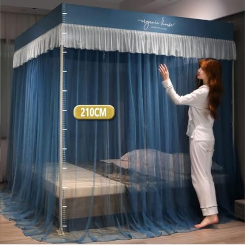 Mosquitera de verano para cama que transforma el dormitorio con su cortina de princesa azul 4